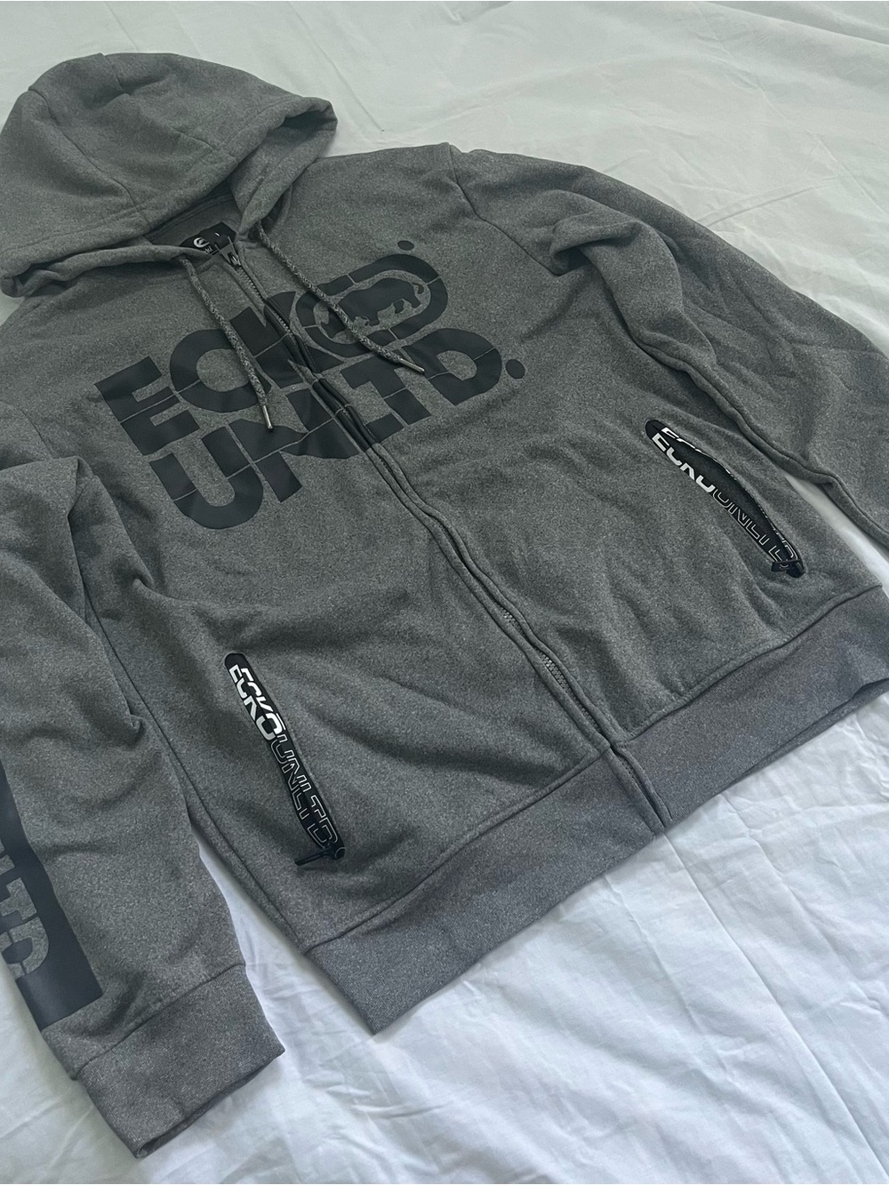 Ecko Unlimited Gray Zip-Up Hooded Jacket